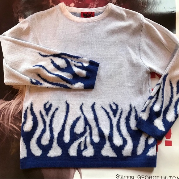 blue flame knit sweater